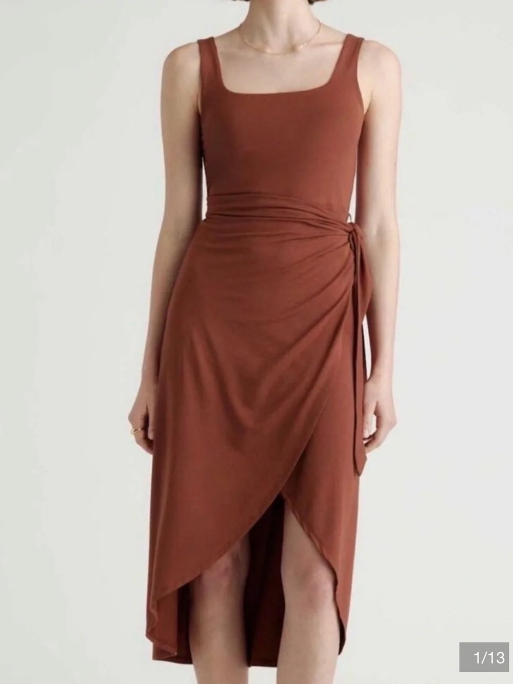 Quince Tencel Jersey Knit Side Tie Midi Wrap Dress Medium